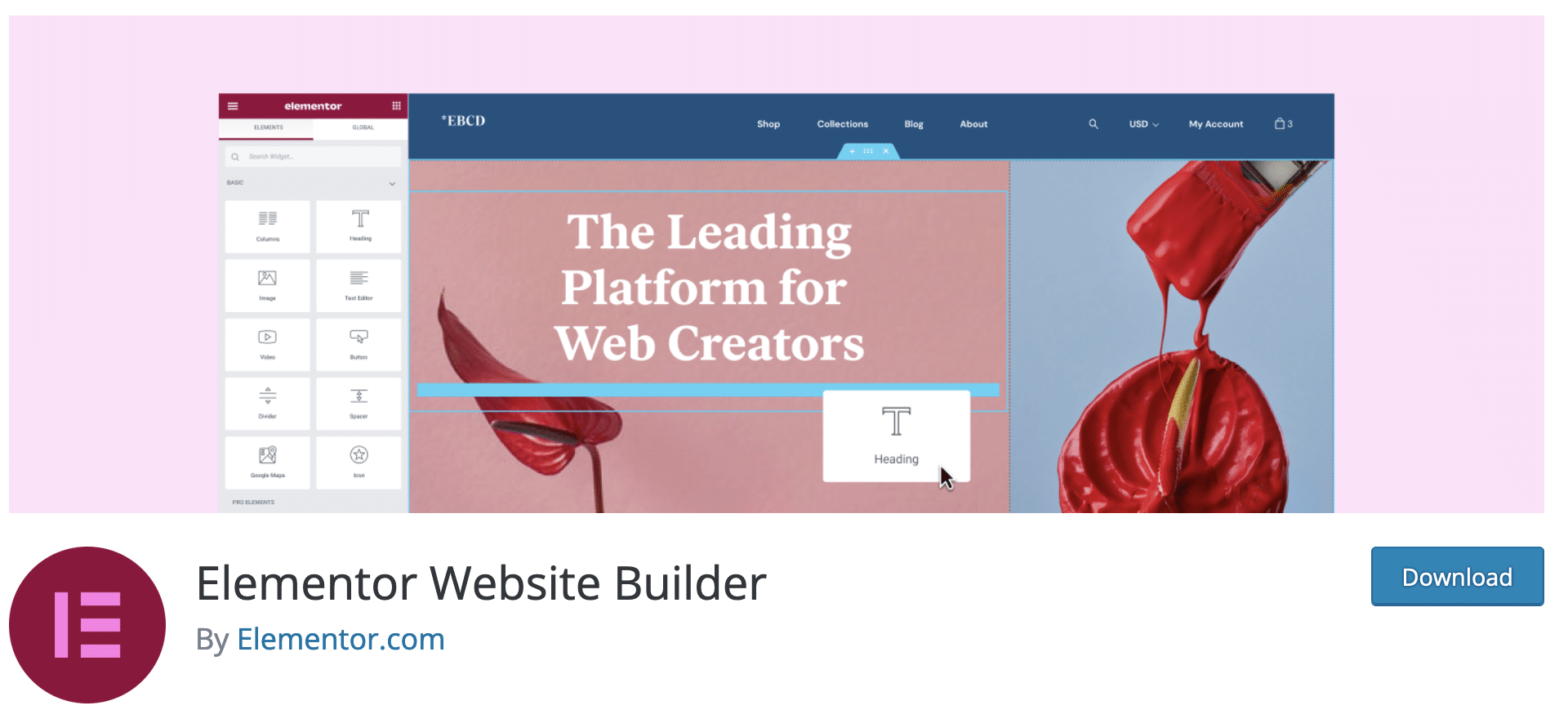 Download the Elementor Website Builder on WordPress.