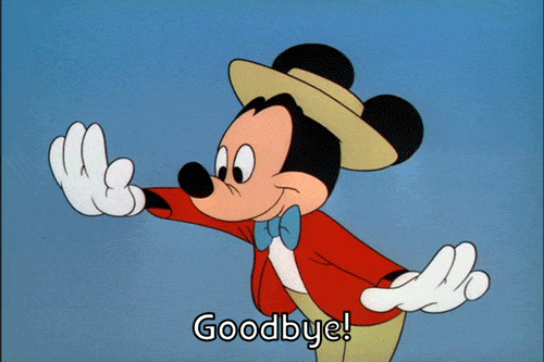 Mickey saying goodbye.