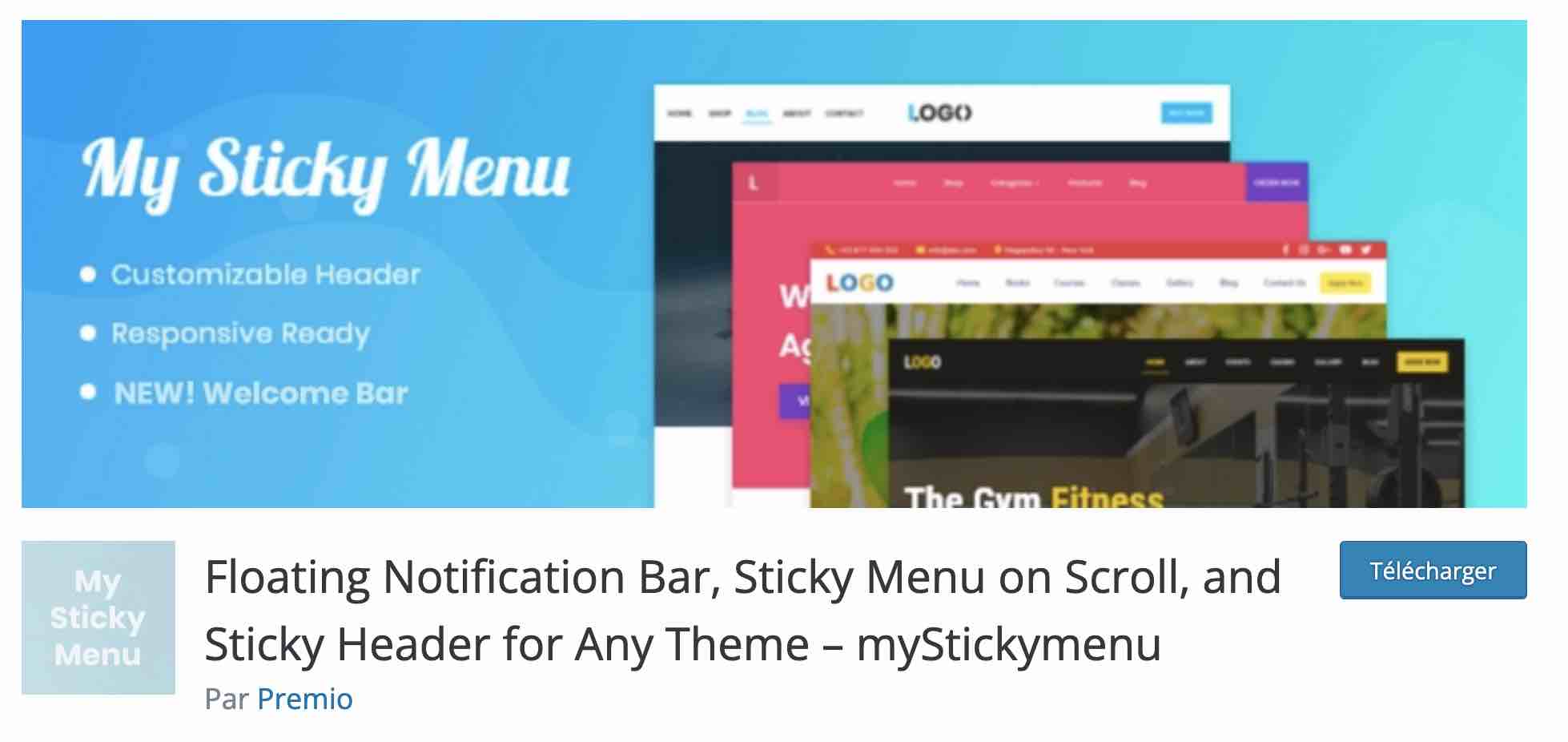 myStickymenu allows you to create a fixed menu on scroll.