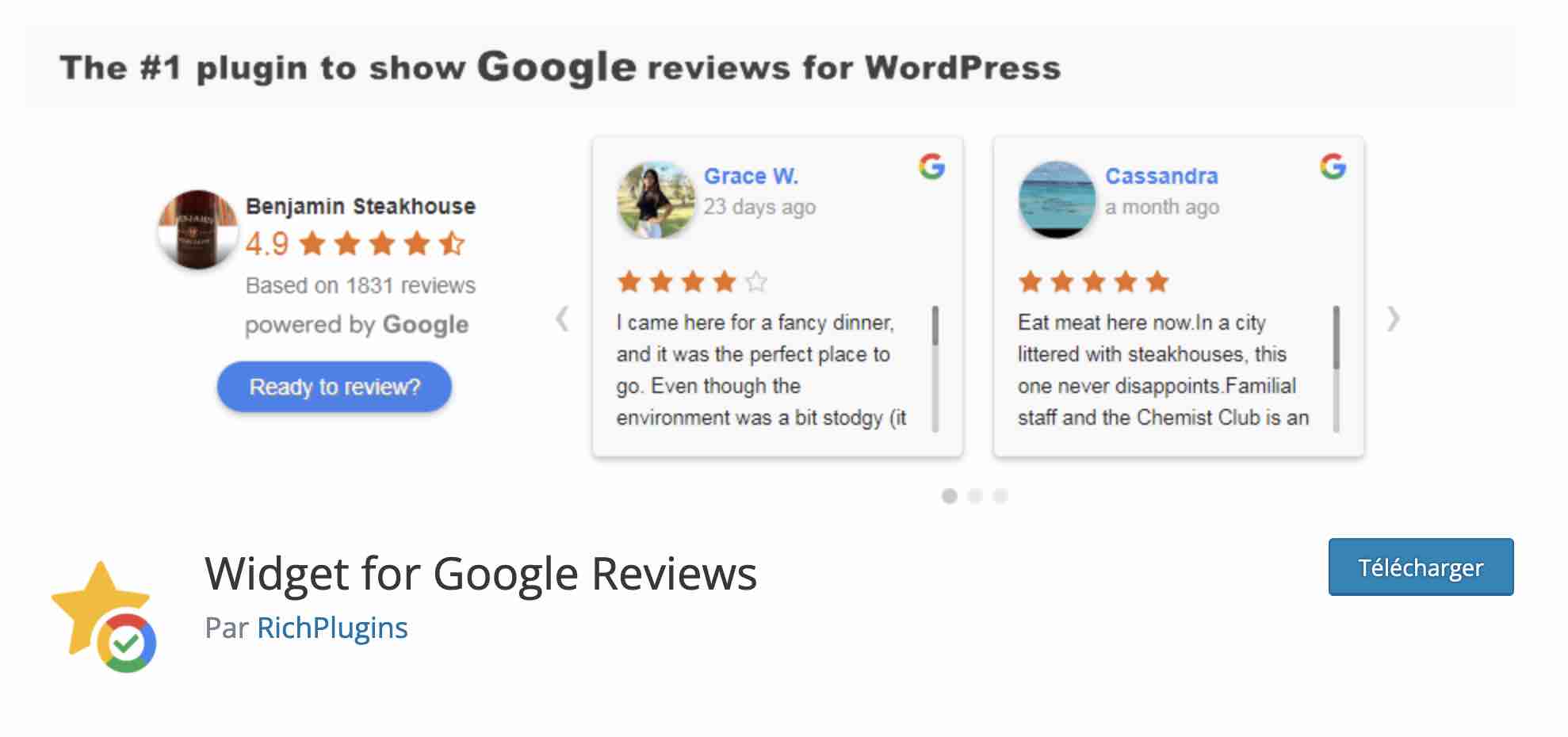 The WordPress Widget for Google Reviews extension.