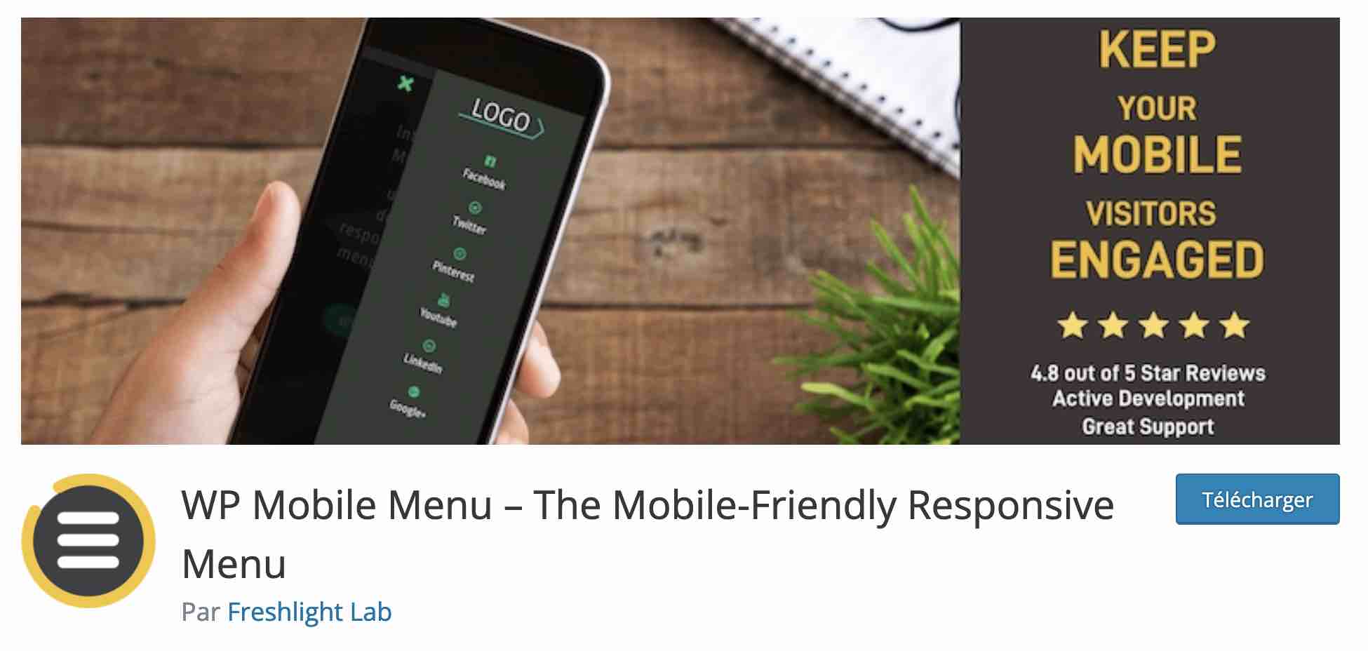 WP Mobile Menu allows you to create a responsive menu.