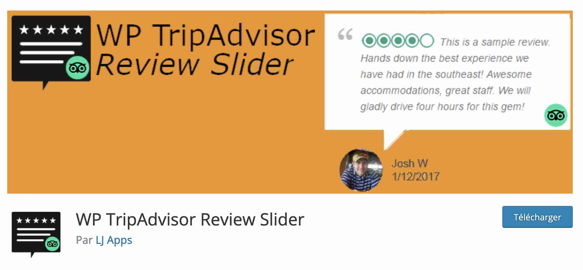 The WP TripAdvisor Review Slider extension on WordPress.