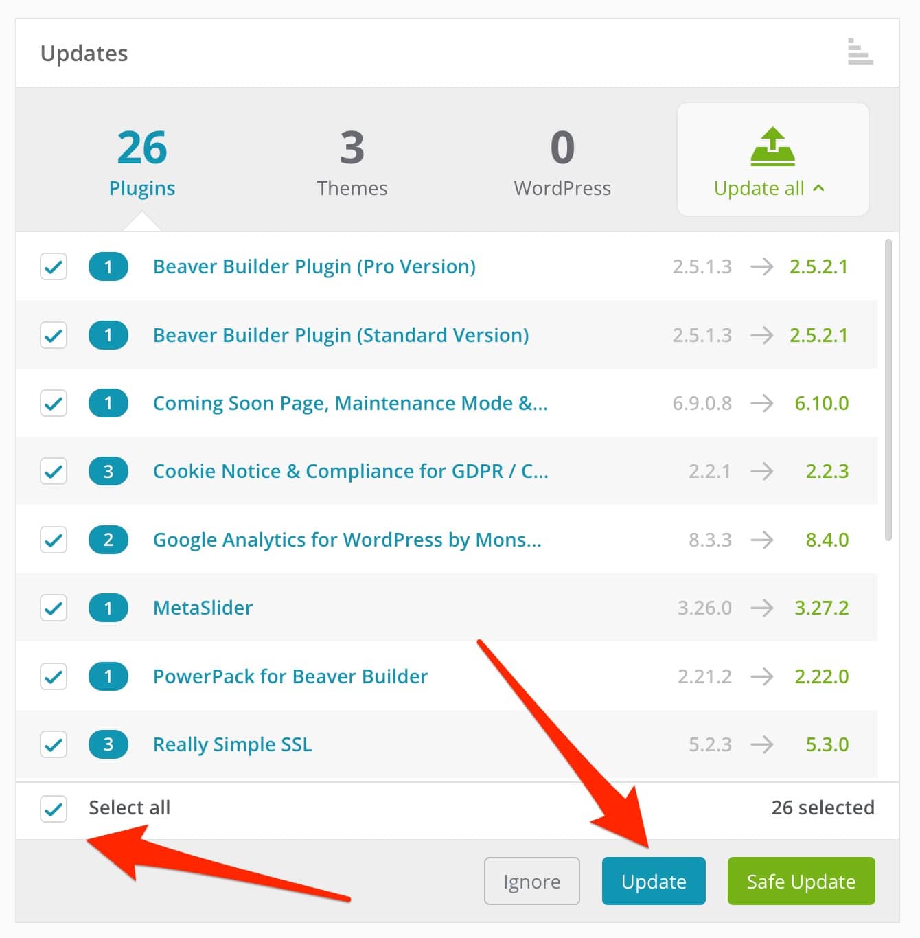 ManageWP allows you to update in bulk. 