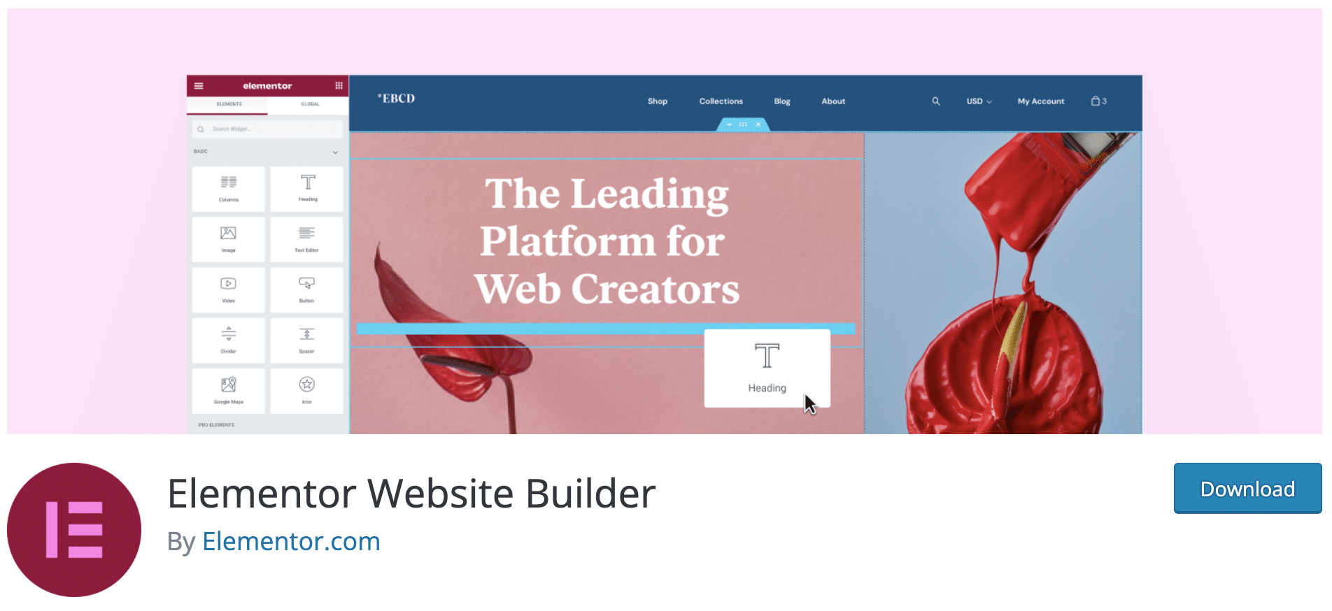 Elementor Website Builder to download on the WordPress directory.