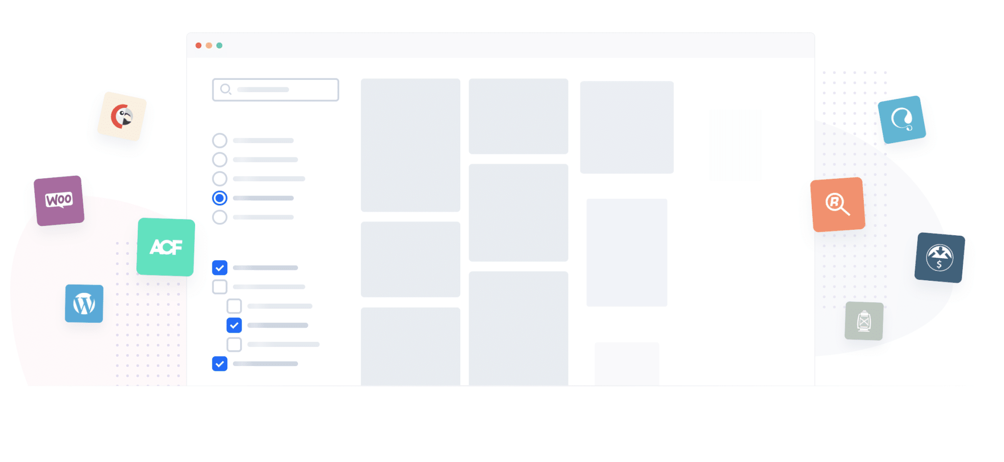 WP Grid Builder allows to create filterable grids on WordPress.