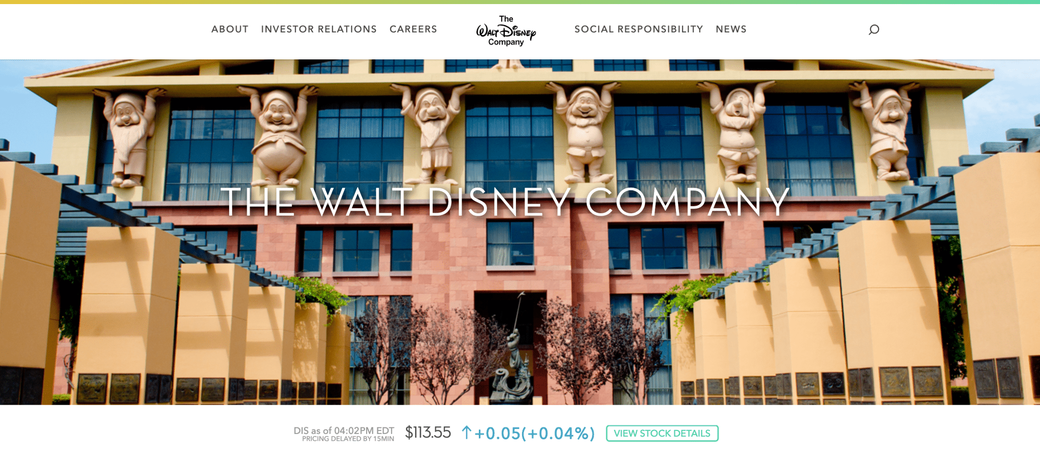 The Walt Disney Company website is hosted on WordPress.