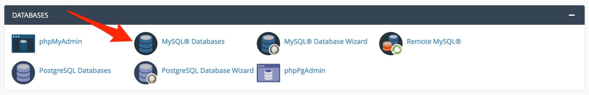 MySQL Databases section on cPanel.