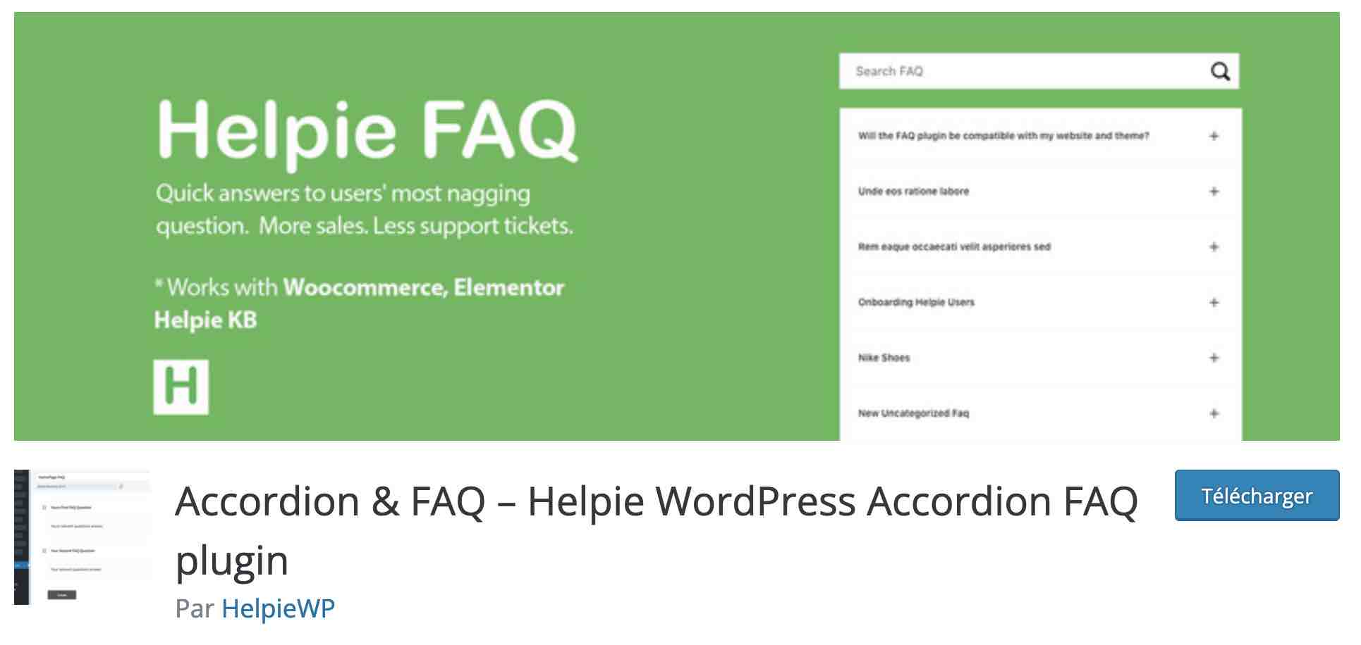 The Accordion & FAQ - Helpie FAQ plugin on WordPress.