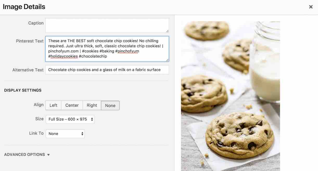 An example of Pinterest image optimization with Tasty Pins.
