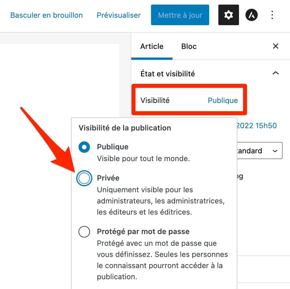 WordPress has an option to make a page private.