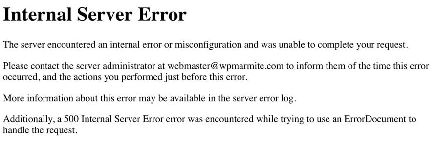 An error 500 on WordPress.