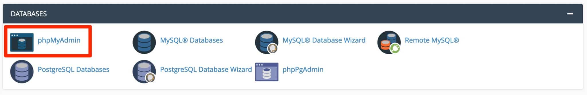 phpMyAdmin on the cPanel.