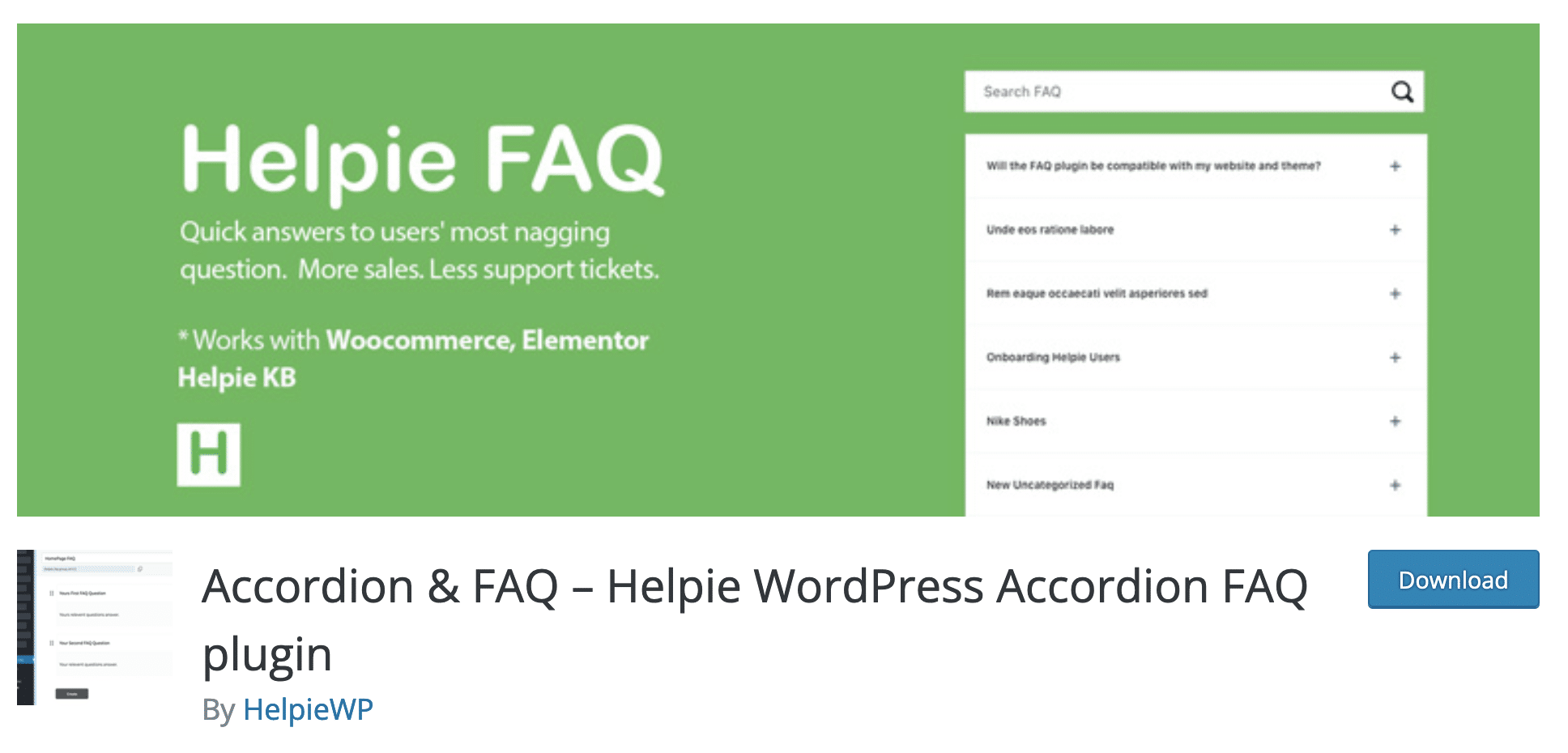 The Accordion & FAQ - Helpie WordPress Accordion FAQ plugin on WordPress.