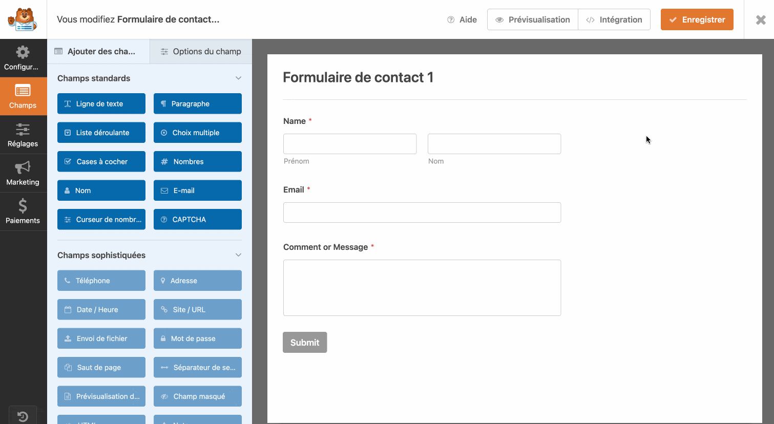 Contact Form by WPForms has a drag and drop interface.