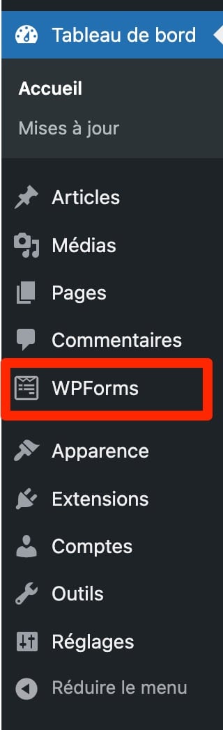 The Contact Form by WPForms settings menu.