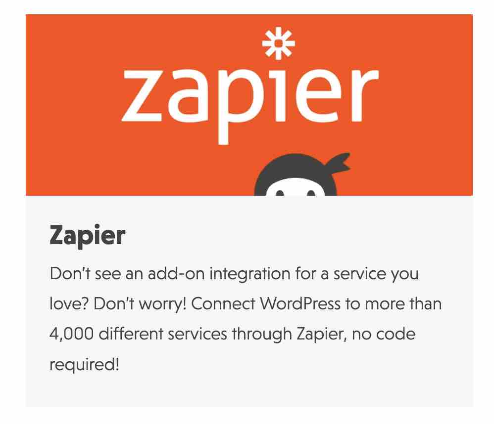 Ninja Forms offers integration with Zapier.