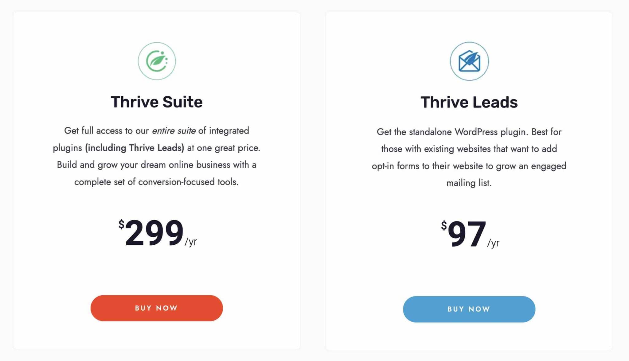 Thrive Suite and Thrive Leads prices.