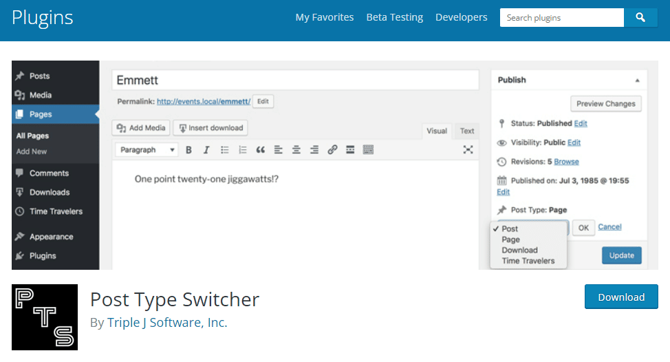 Post Type Switcher plugin on WordPress.