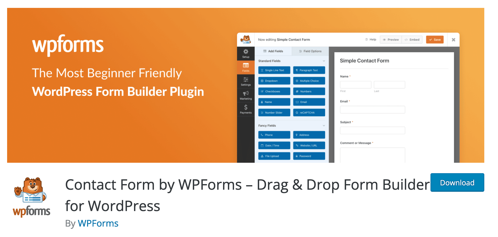 The Contact Form by WPForms plugin to download on the WordPress directory.