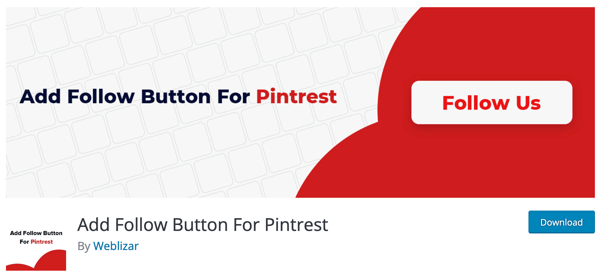 Add Follow Button For Pintrest plugin download page.