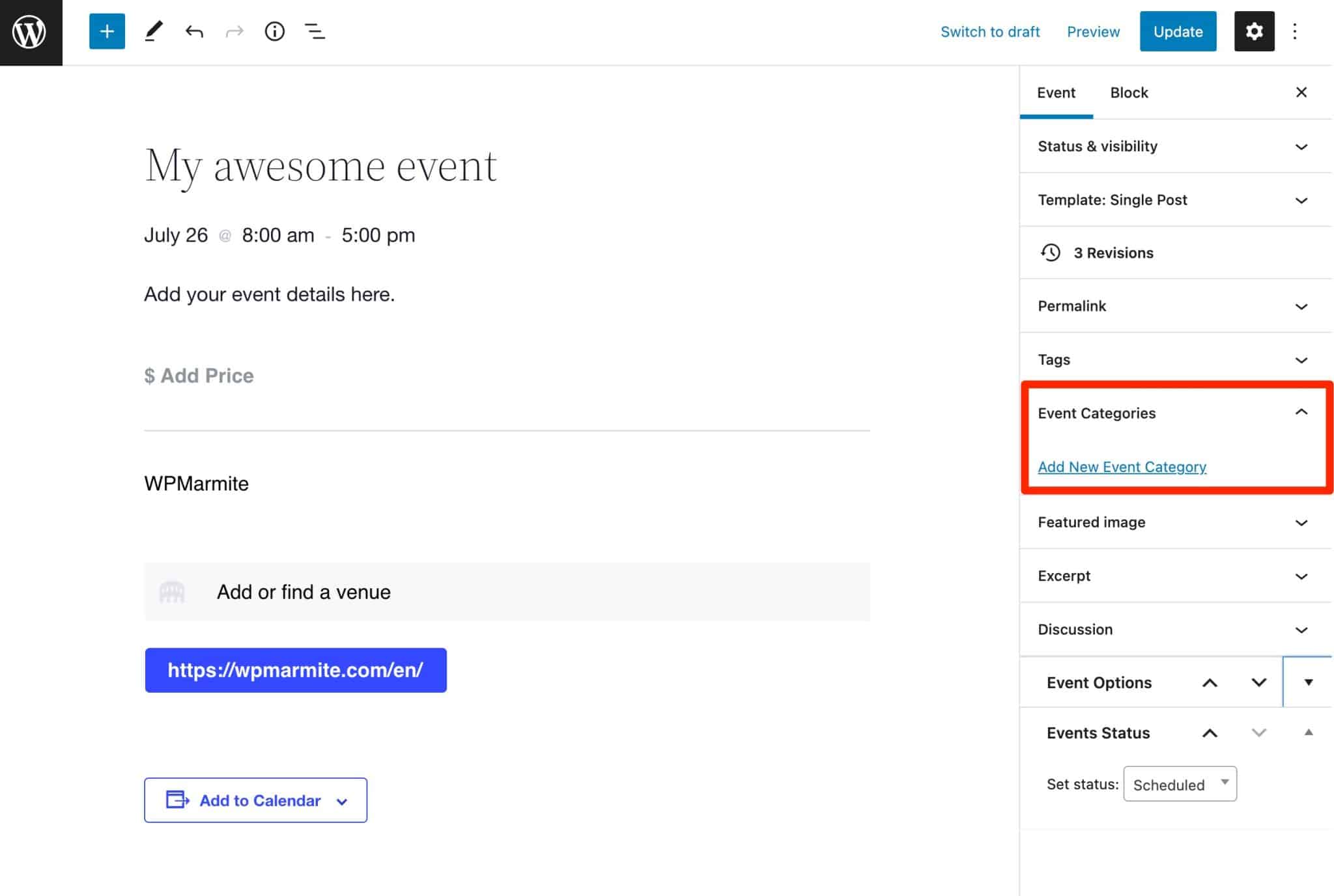 Categories can help you to filter your events. 