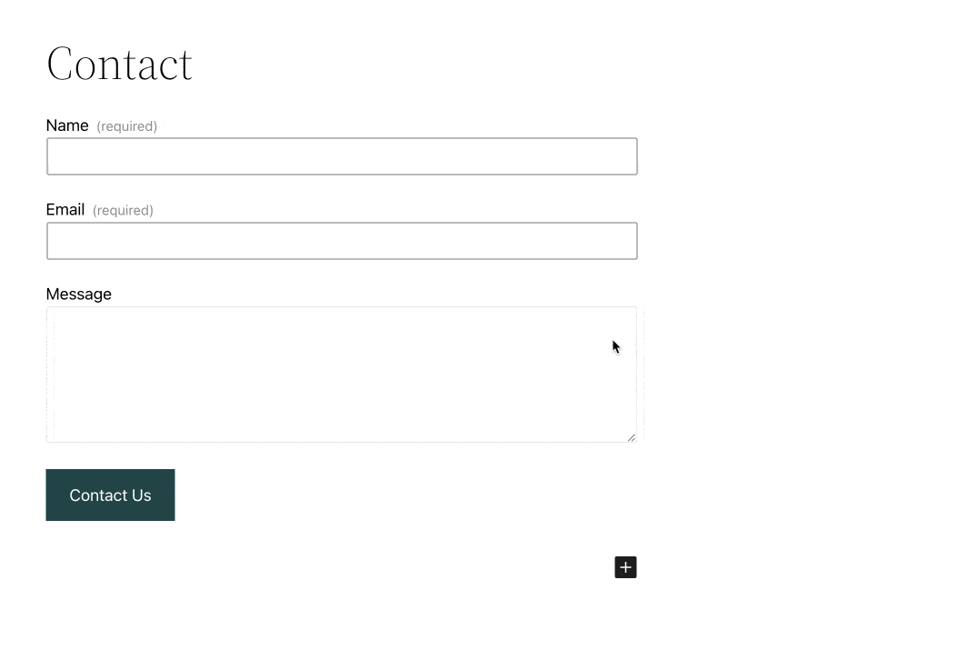 Edition interface of a contact form with the Jetpack plugin on WordPress.