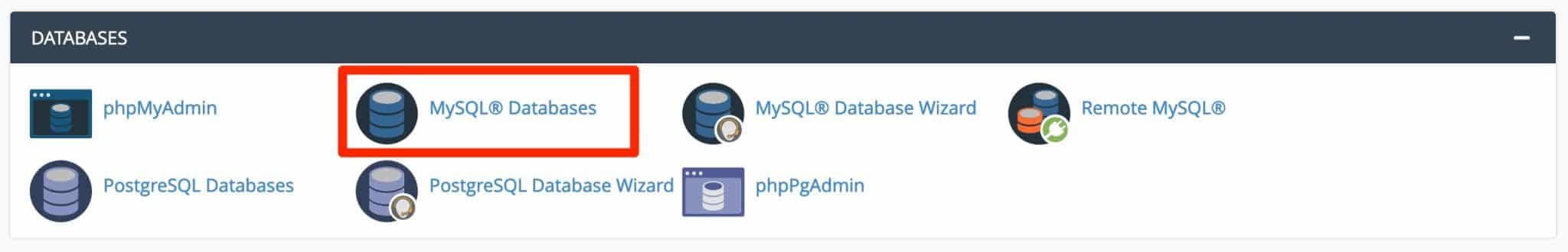 cPanel MySQL Databases.