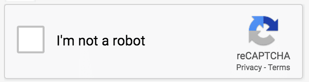 A reCAPTCHA with the box to check "I'm not a robot".