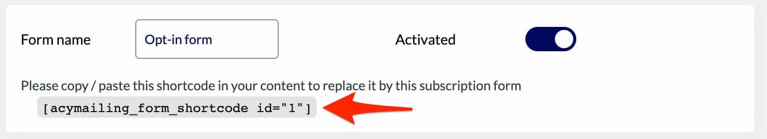 The first step is to name your AcyMailing subscription form.
