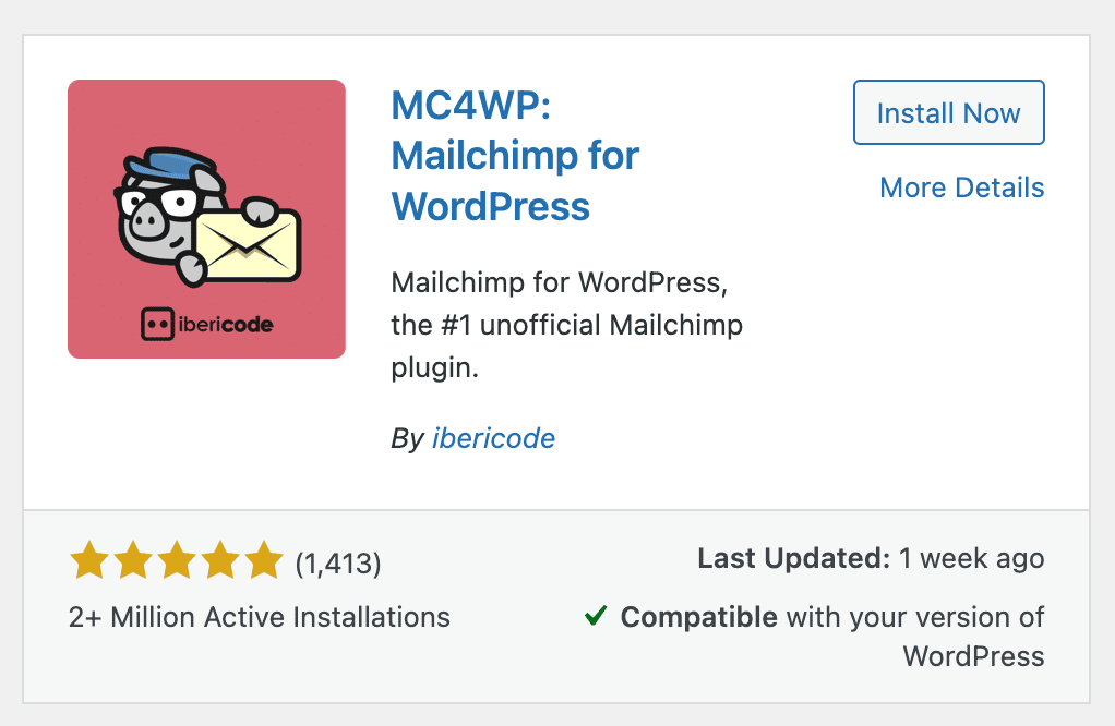 Mailchimp plugin for WordPress.