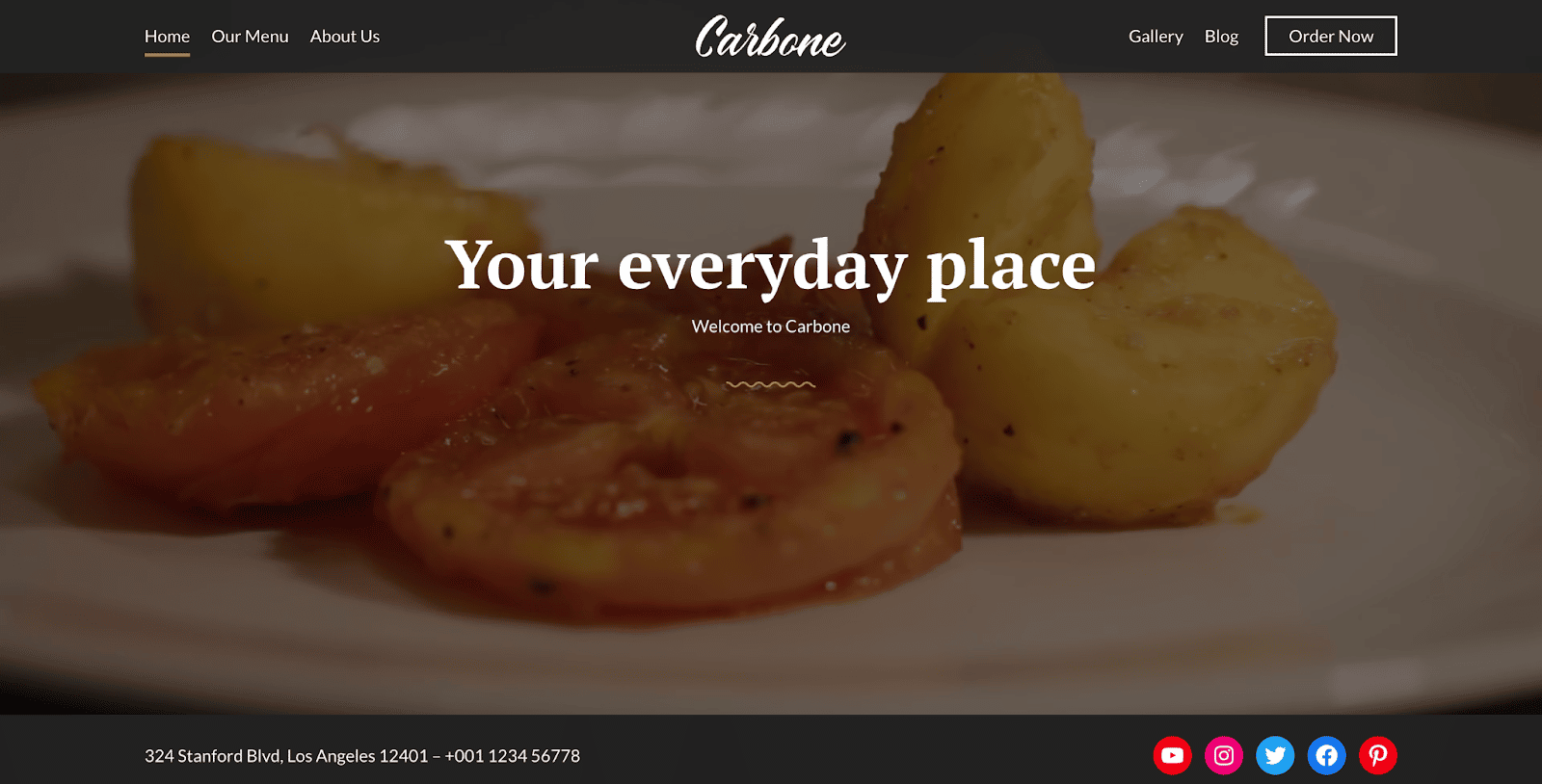The WordPress restaurant theme Carbone.