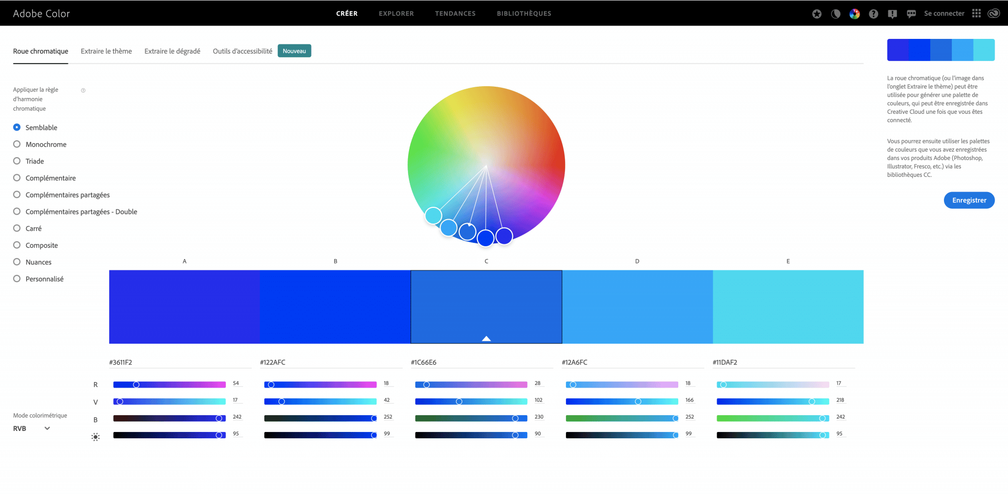 Adobe Color est une roue chromatique, accessible en ligne, dont vous pouvez vous servir pour affiner les nuances de couleur de votre site WordPress.