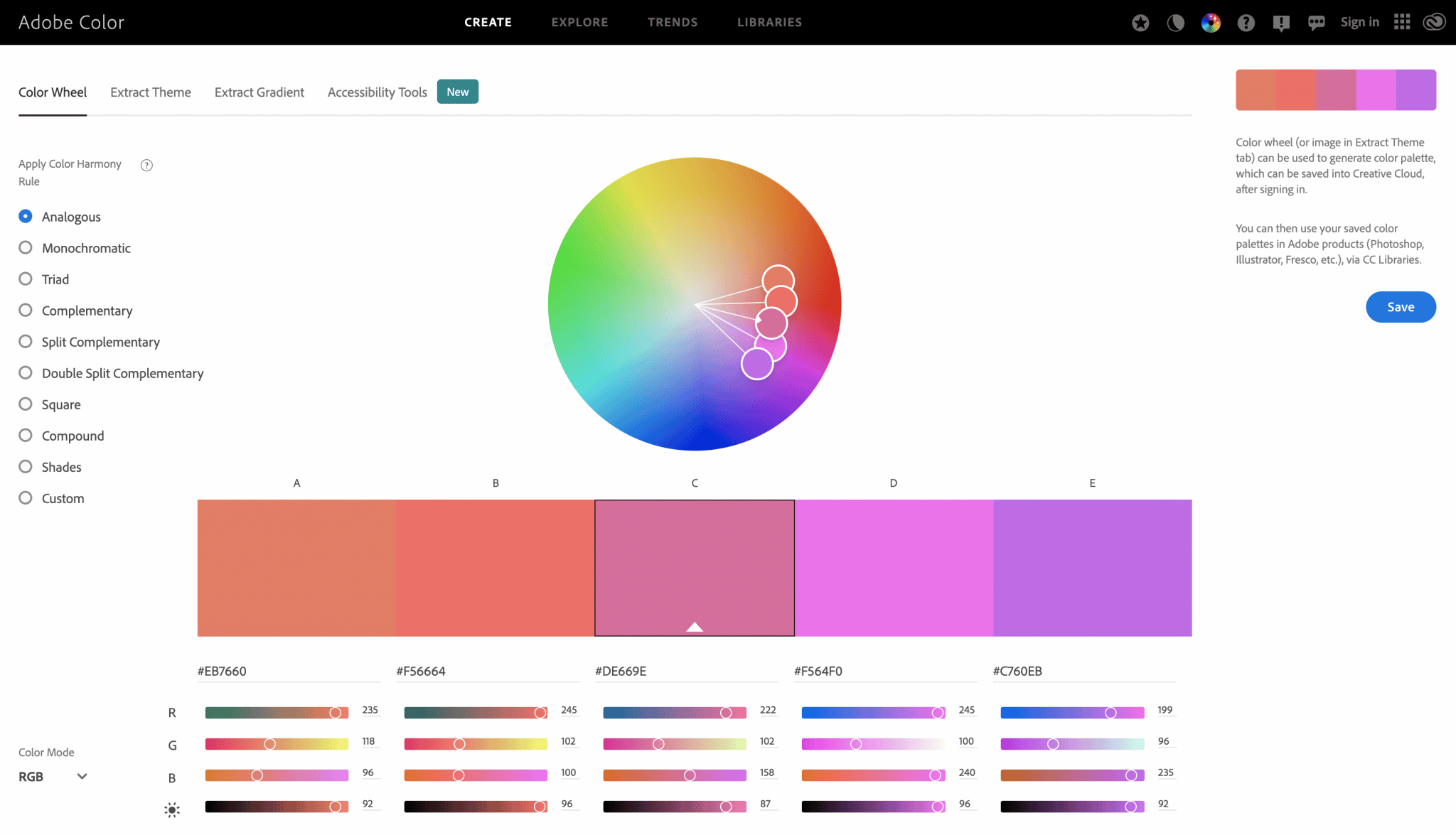 Adobe Color is a color wheel, available online, that you can use to fine-tune the color shades of your WordPress site.