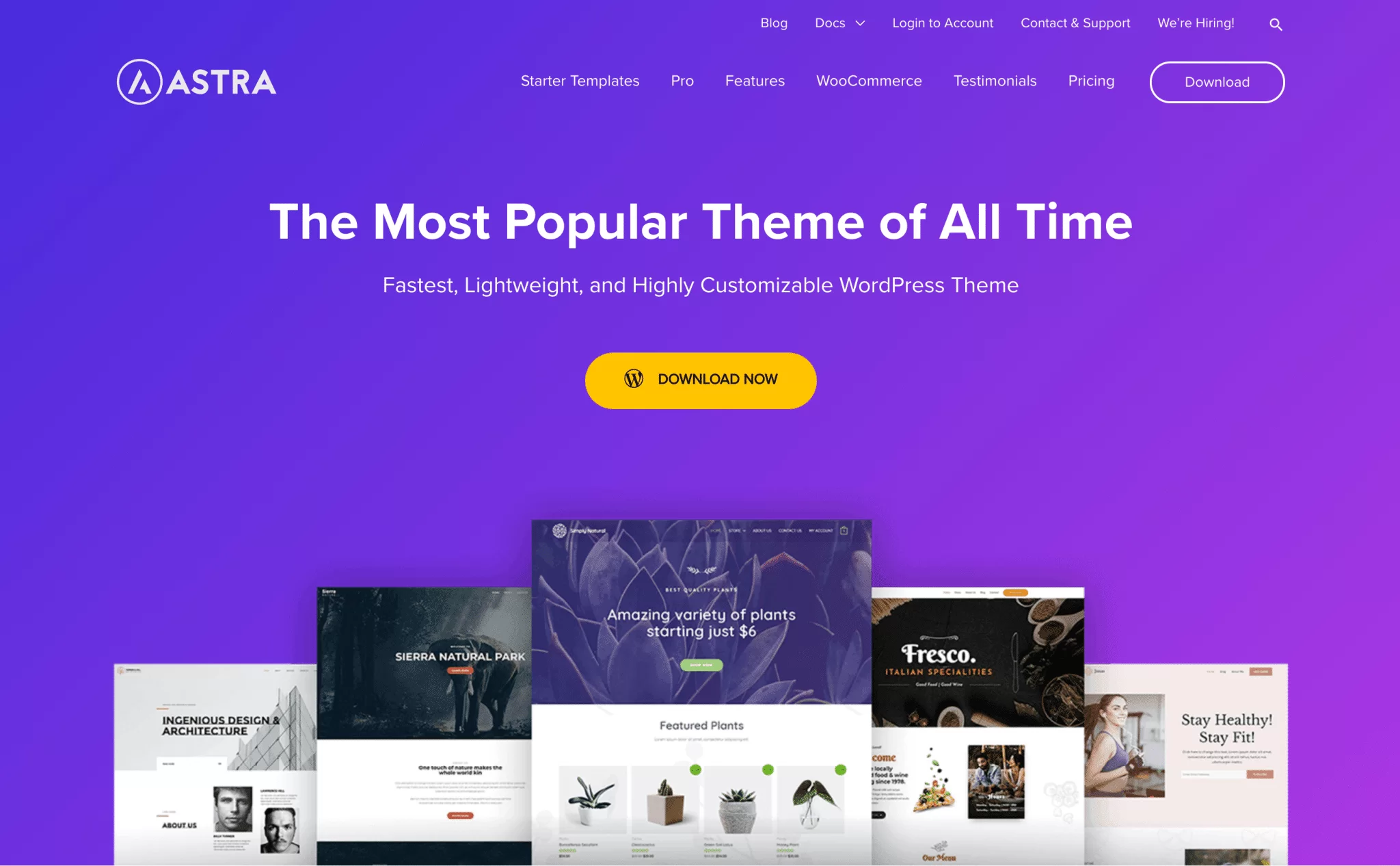 Astra WordPress theme homepage.