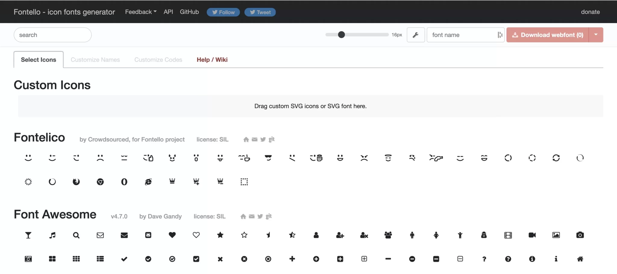 Fontello is a tool to generate a custom icon font to embed on your WordPress site.