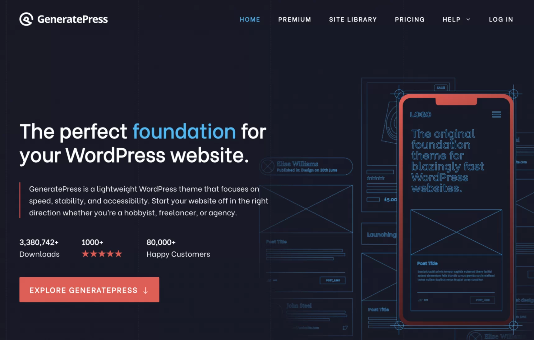 GeneratePress theme homepage.