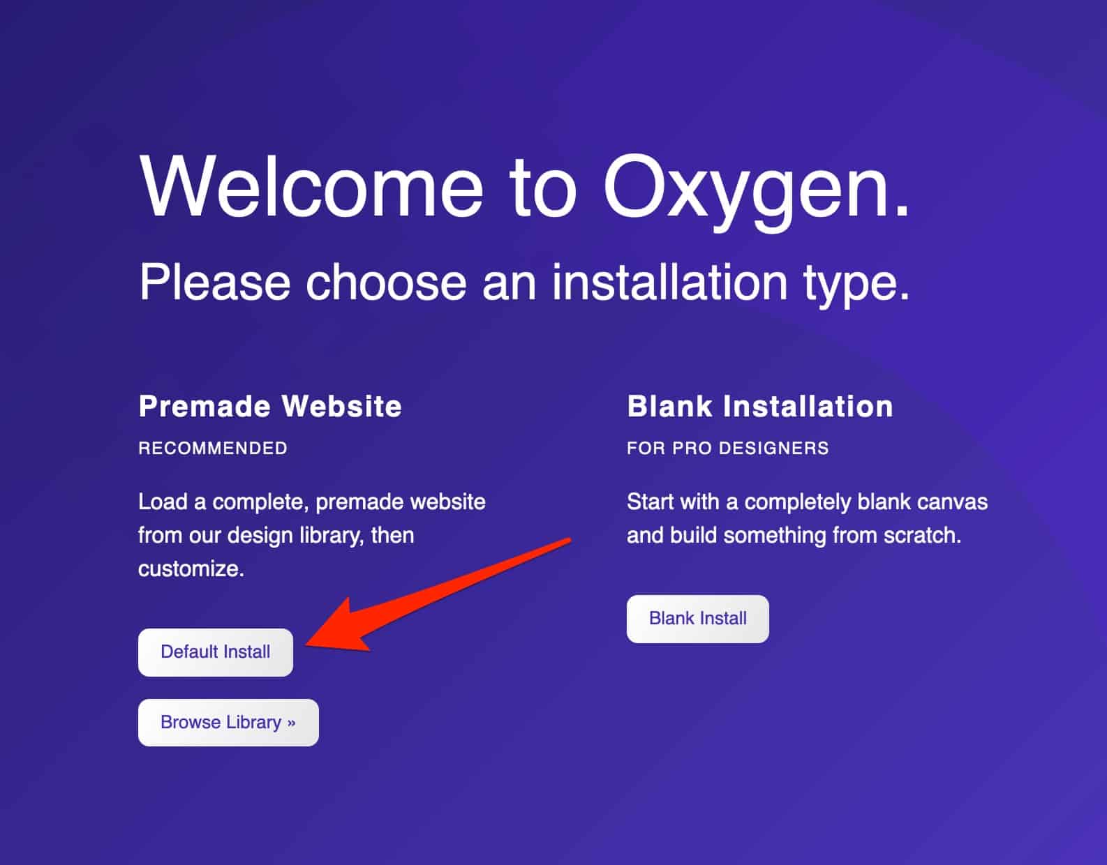 Process of installing Oxygen Builder on WordPress.