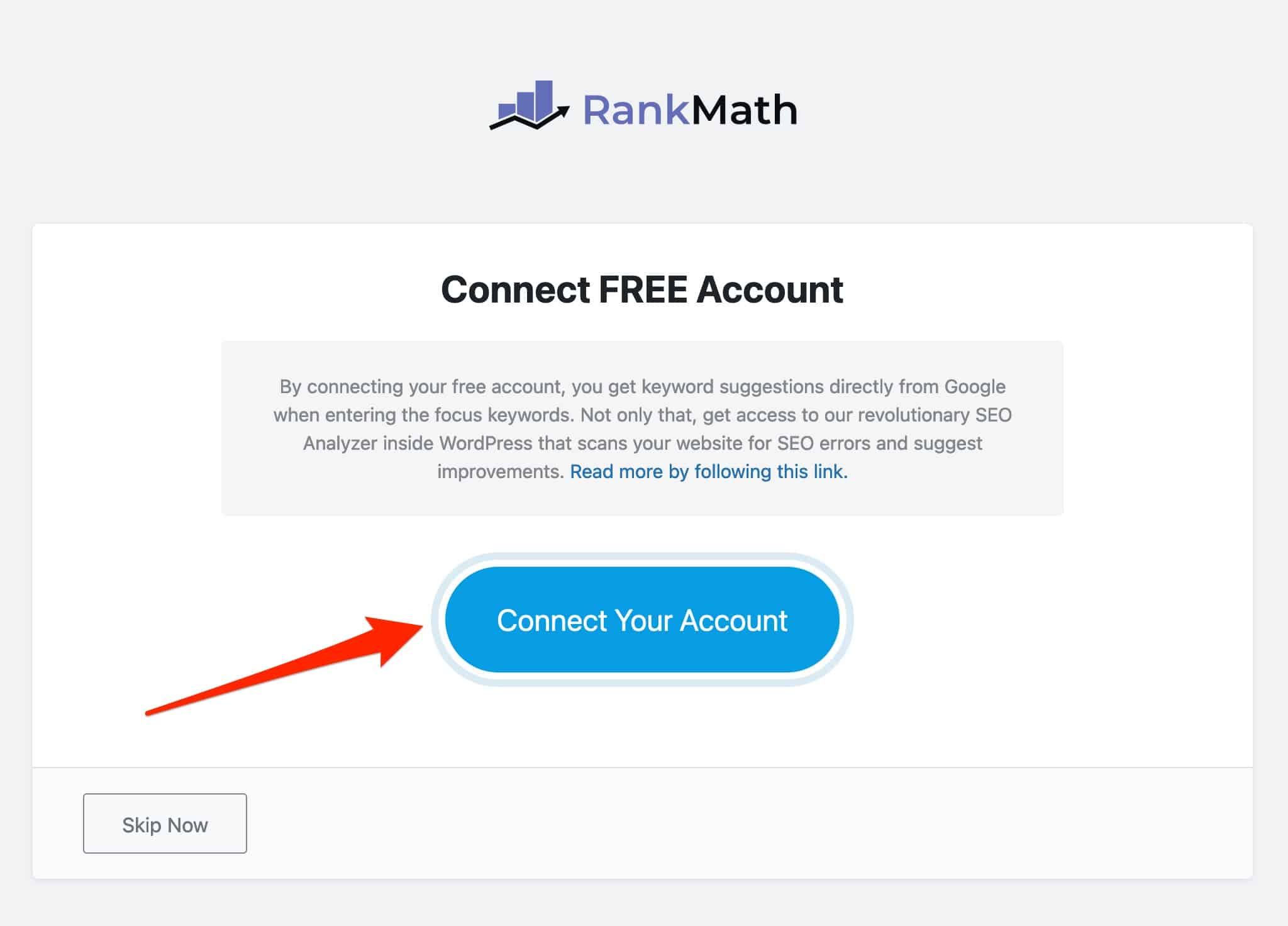 Connecting to your Rank Math account.