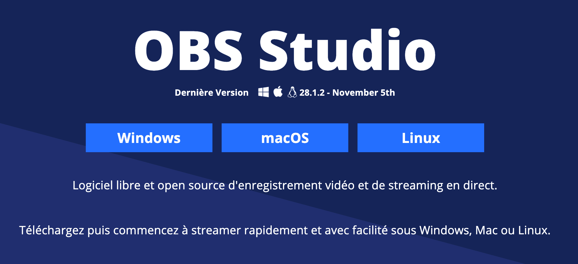 OBS Studio est un logiciel libre et open source d'enregistrement vidéo et de streaming en direct.