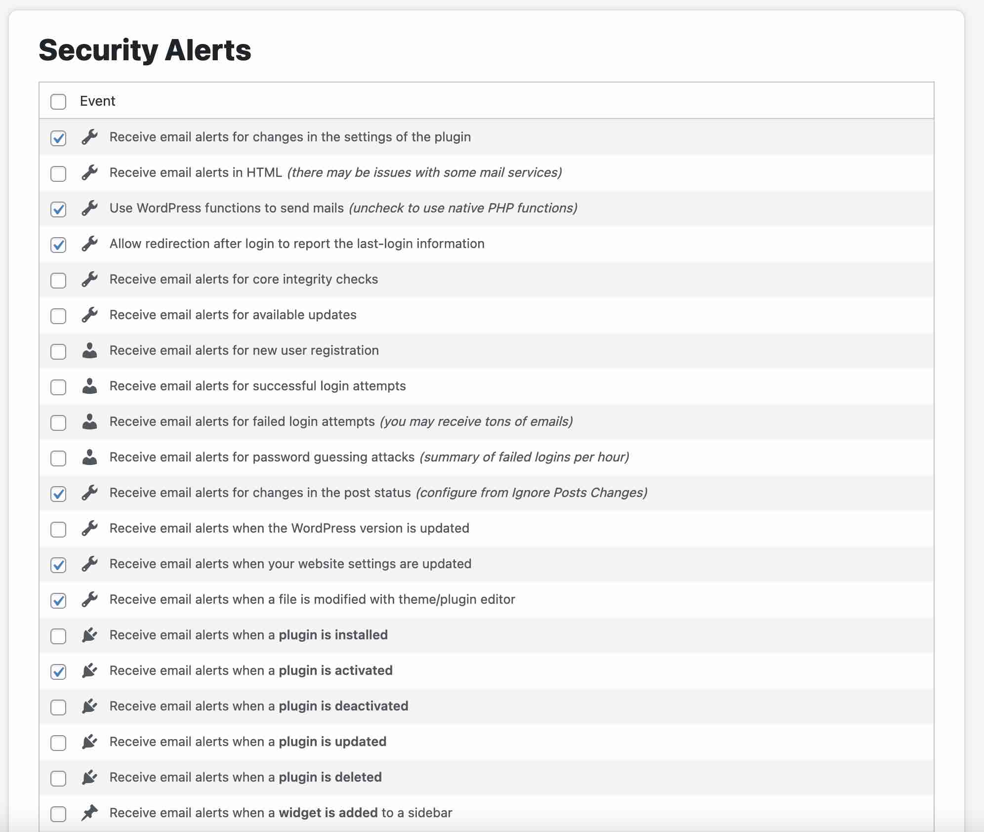 Sucuri sends security alerts by email.