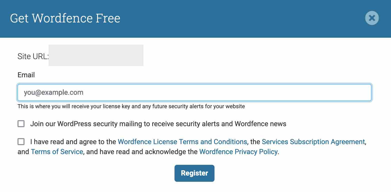 Wordfence Security requires a license key to be functional.
