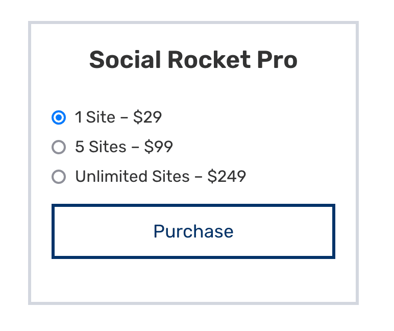 Prices for Social Rocket Pro.