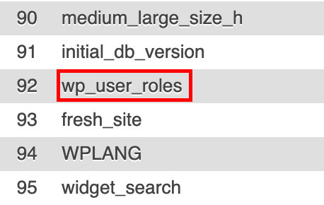 The wp_user_roles table.