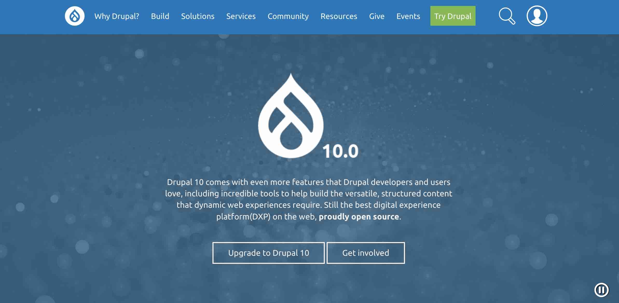 Drupal 10's welcome page.