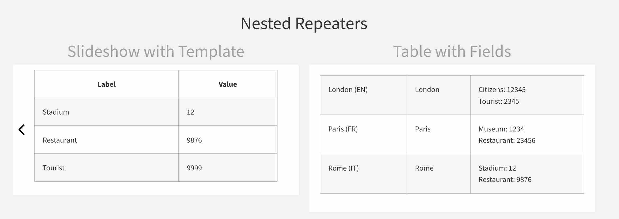 Nested Repeater fields created with Dynamic.ooo.