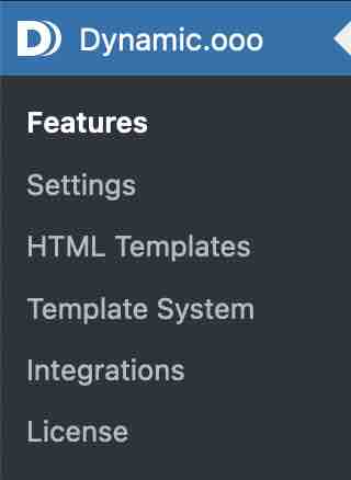Dynamic.ooo's settings menu.