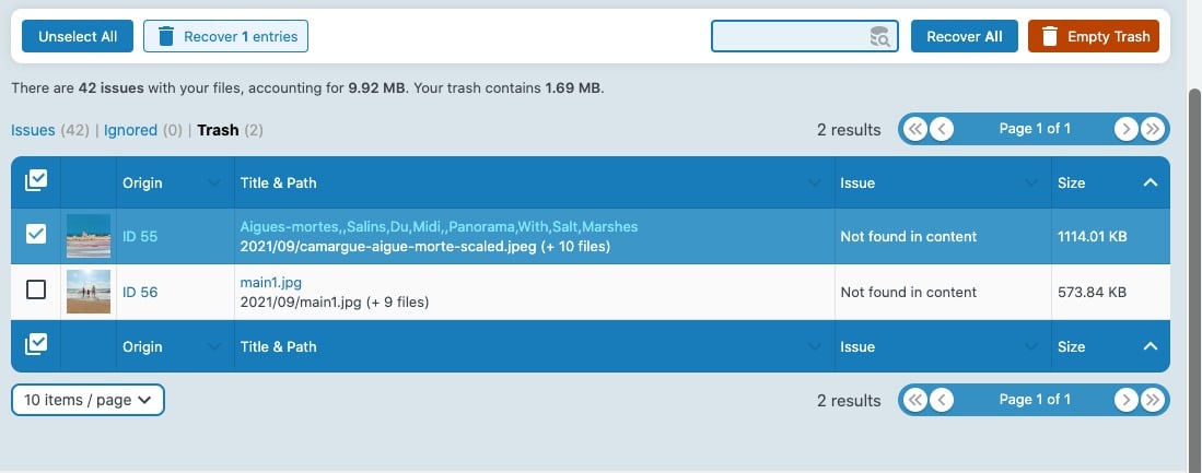 The trash allows you to restore files that were accidentally deleted.
