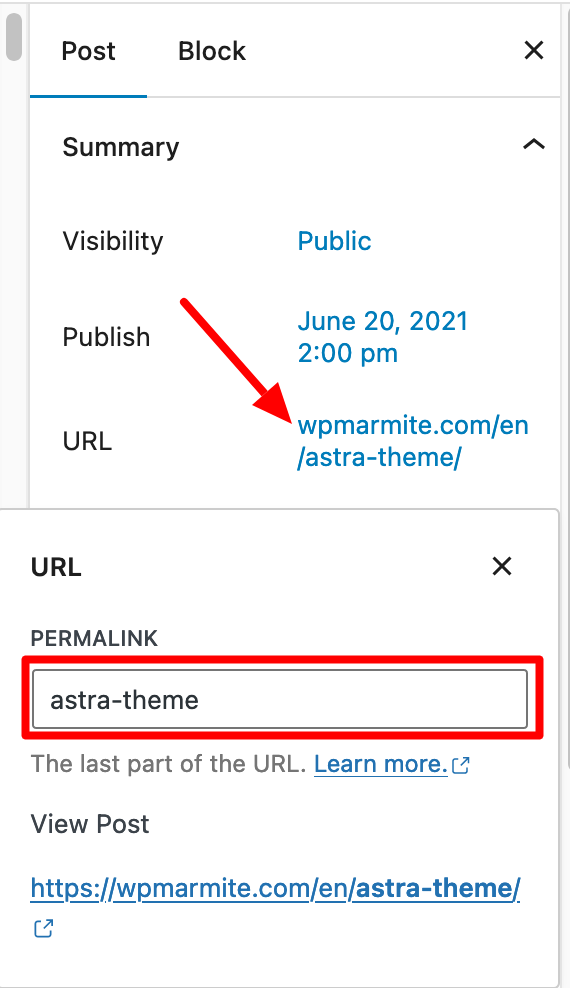Changing the slug of a URL is very easy on WordPress.