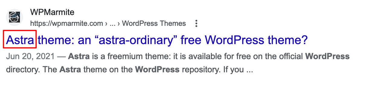 An example of an optimized WordPress title tag.