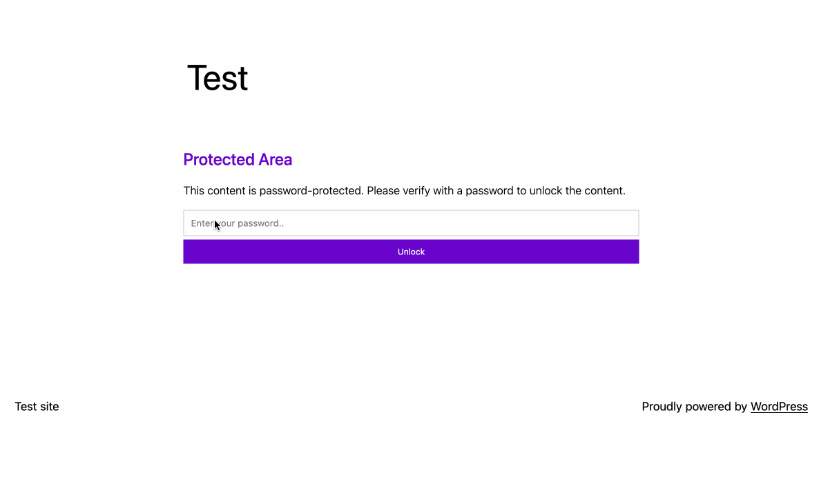 Preview of a page password-protected with Passster.
